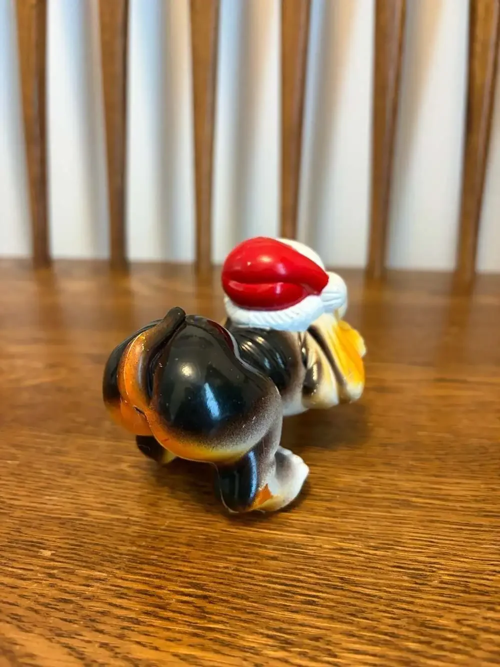 Vintage Christmas Basset Hound Stocking Holder Figurine